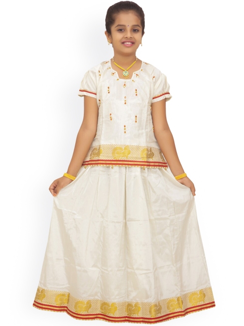 Kanakadara Beige Ready to Wear Pattu Pavadai