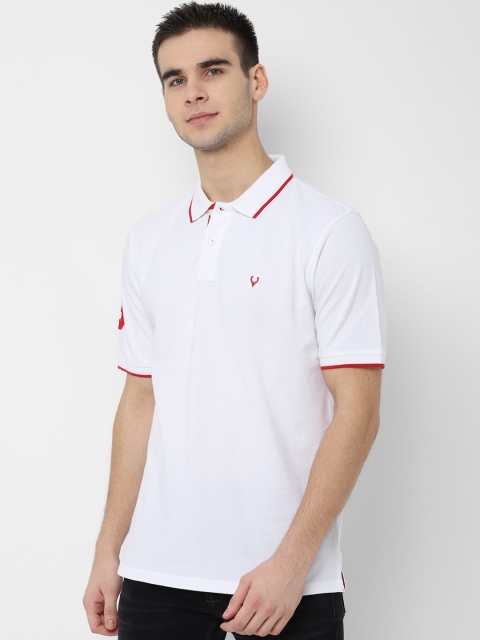 Allen Solly Men White Solid Polo Collar T-shirt