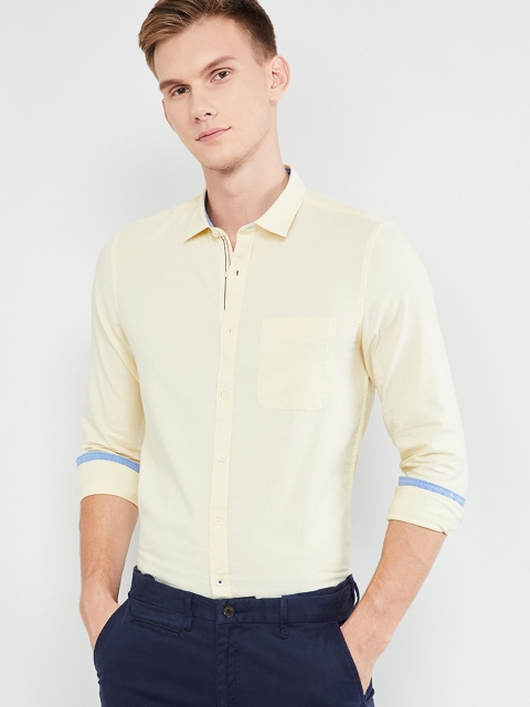 max Men Yellow Regular Fit Solid Casual Shirt