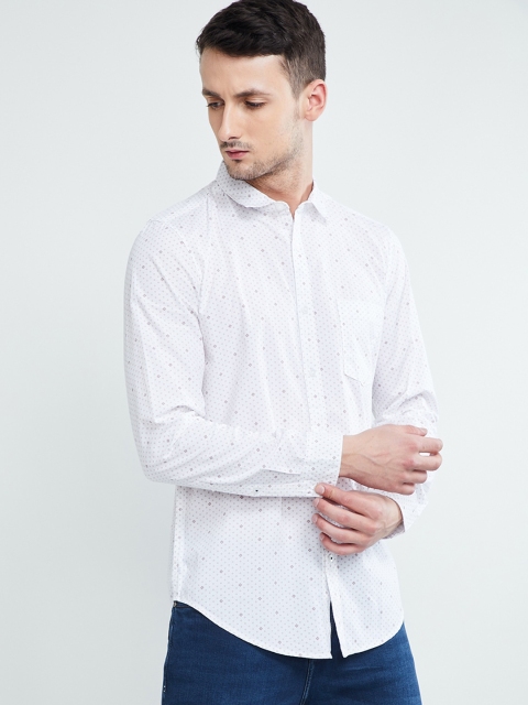 max Men White & Grey Regular Fit Printed Casual Shirt
