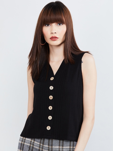 max Women Black Solid Top