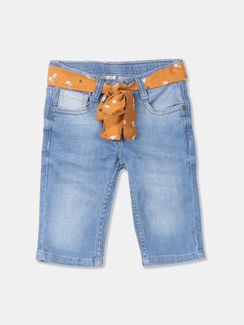 Cherokee Girls Blue Solid Slim Fit Denim Shorts
