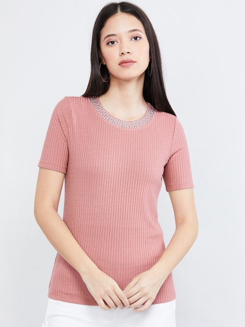 max Women Pink Solid Top