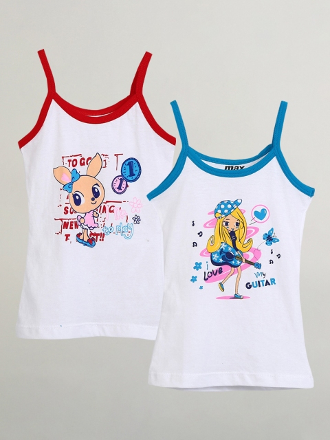 max Girls Pack Of 2 Printed Camisoles INSU25GYTT, White