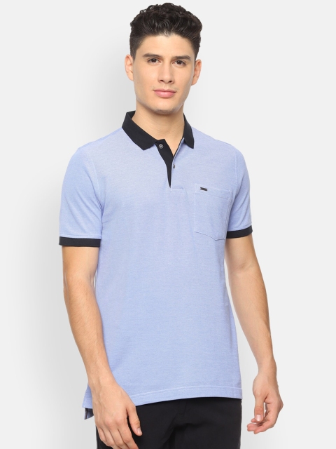 Van Heusen Sport Men Blue Solid Polo Collar T-shirt