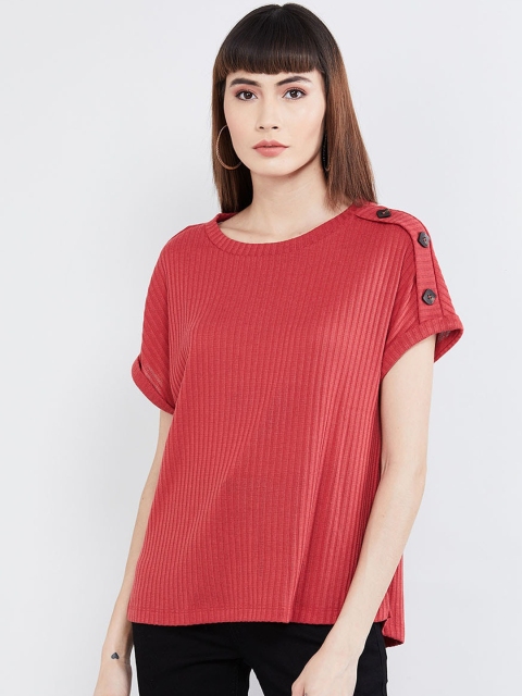 max Women Rust Red Solid Top