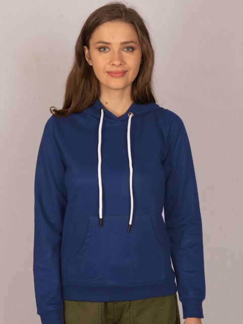 Bewakoof Women Blue Solid Hooded Sweatshirt