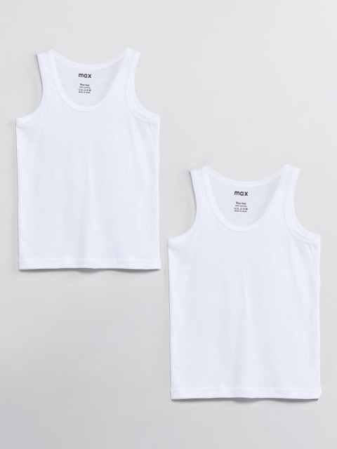 max Boys Pack Of 2 Solid Basic Innerwear Vests M19DIN04MULTI, White