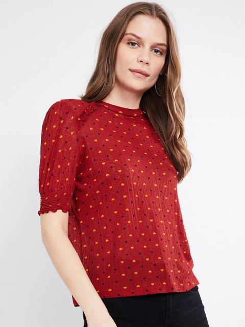 max Women Rust Printed Top