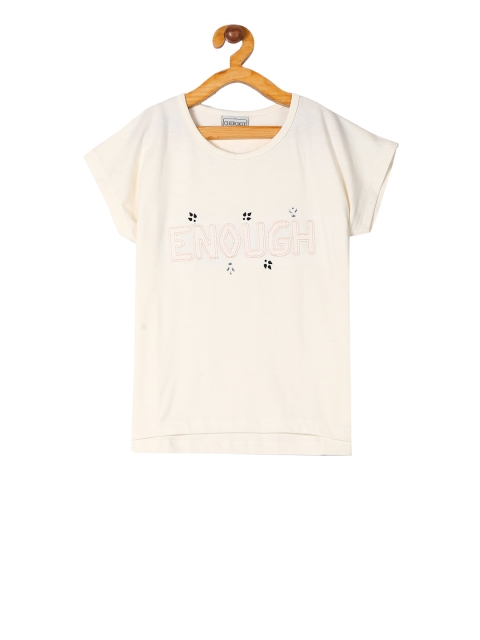 Cherokee Girls Off-White Appliqued T-shirt