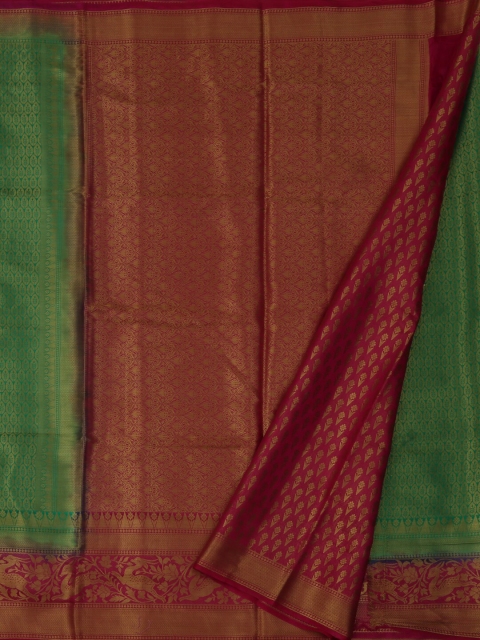 Pothys Green & Maroon Jute Silk Woven Design Saree