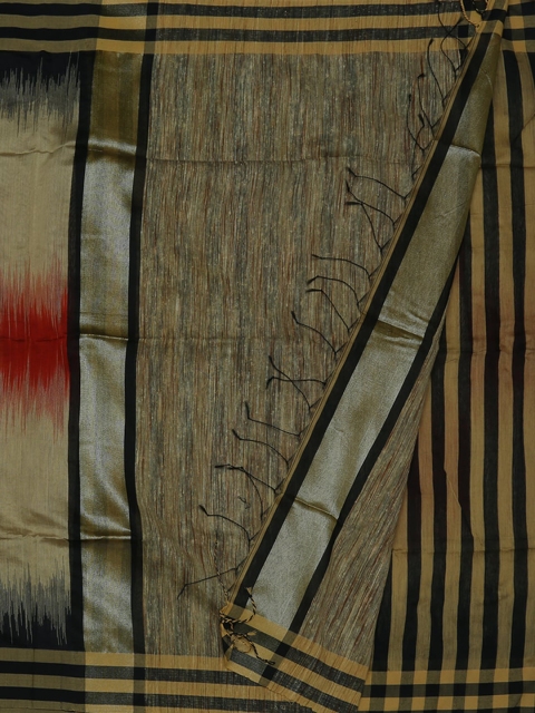 Pothys Cream-Coloured & Black Pure Cotton Printed Saree