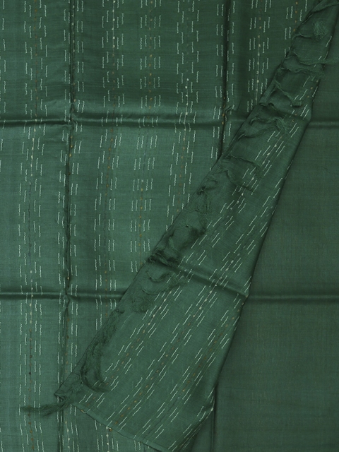Pothys Orange & Green Jute Silk Solid Saree