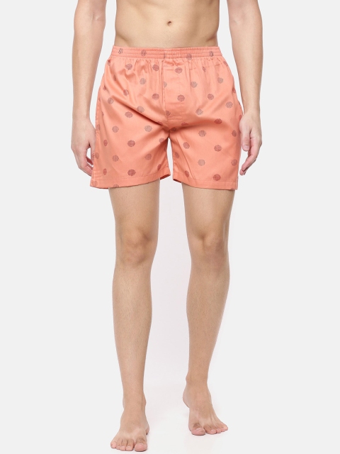 Cross Court Men Orange Printed Boxers CCBX213