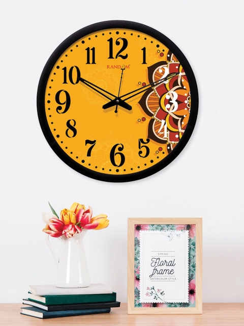 RANDOM Yellow Round Printed Analogue Wall Clock (30.48 cm x 30.48 cm)