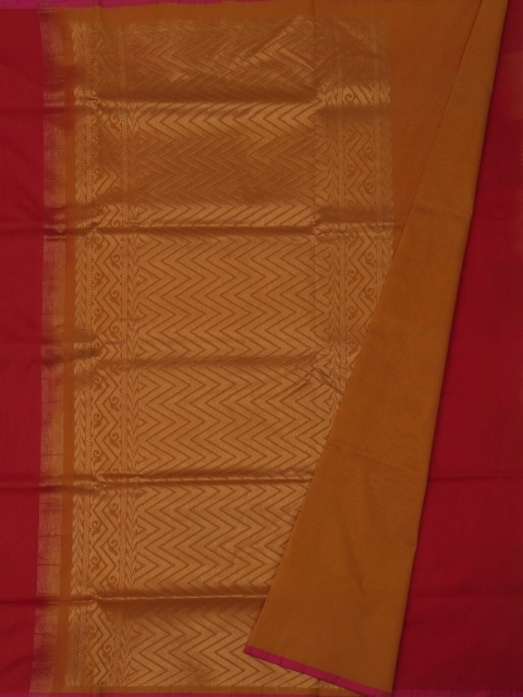 Pothys Brown & Gold-Toned Silk Cotton Woven Design Saree