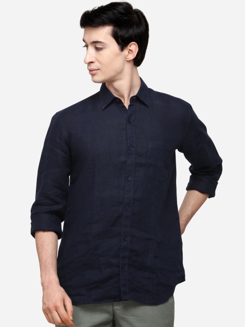 JADE BLUE Men Navy Blue Slim Fit Solid Casual Shirt