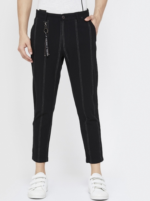 Bossini Men Black Skinny Fit Solid Regular Trousers