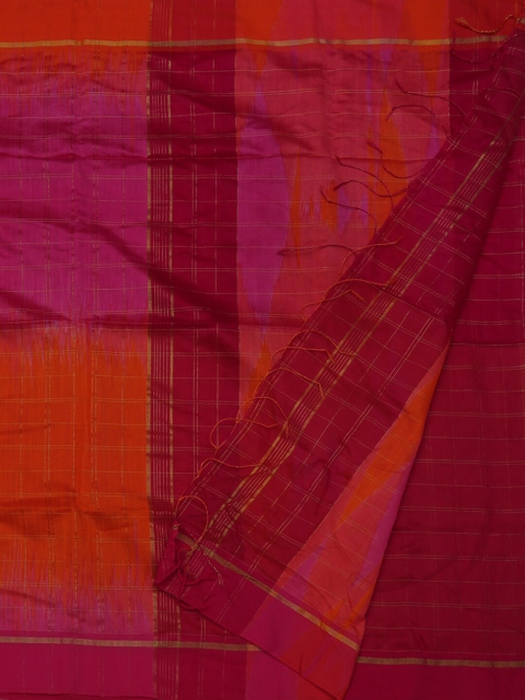 Pothys Pink & Maroon Pure Cotton Checked Saree