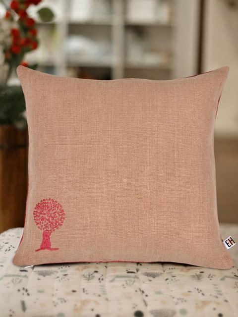 EverHOME Red & Beige Single Solid Square Cushion Covers