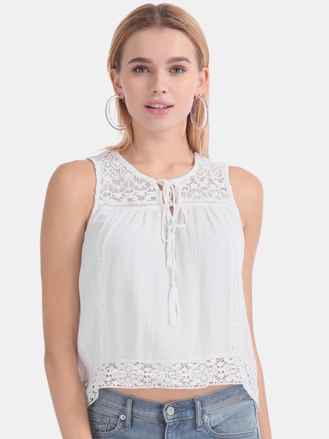 Aeropostale Women White Solid Top
