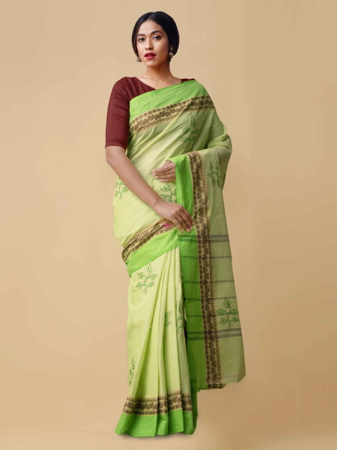Unnati Silks Green & Gold-Coloured Pure Cotton Embroidered Kanjeevaram Saree
Unnati Silks Green & Gold-Coloured Pure Cotton Embroidered Kanjeevaram Saree