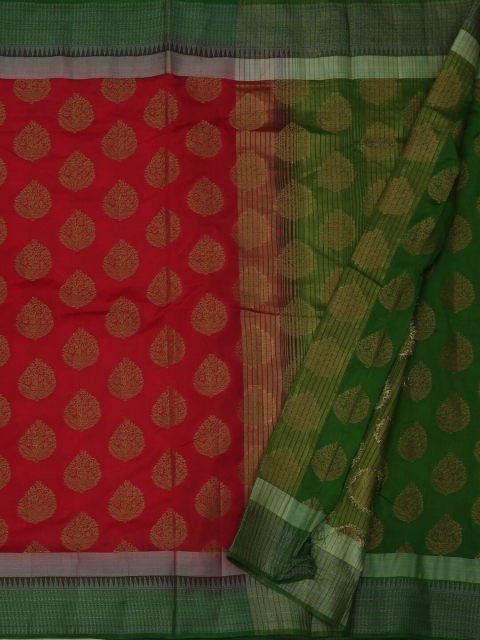 Pothys Red & Green Jute Silk Woven Design Saree
