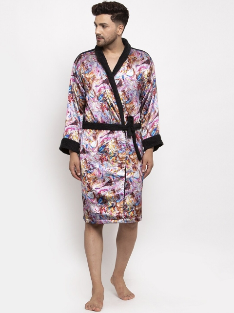 DECOREALM Multicoloured Printed Bath Robe, Multi