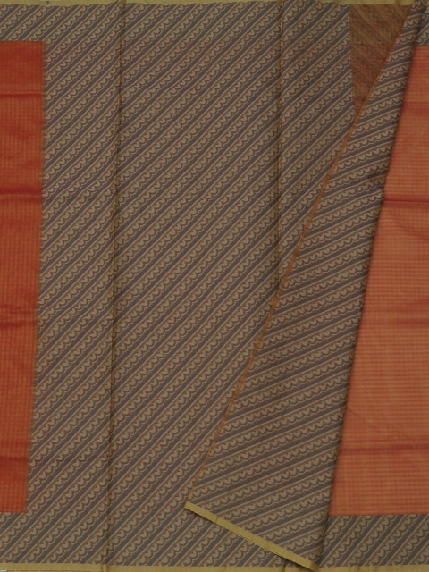 Pothys Orange & Beige Jute Cotton Printed Saree