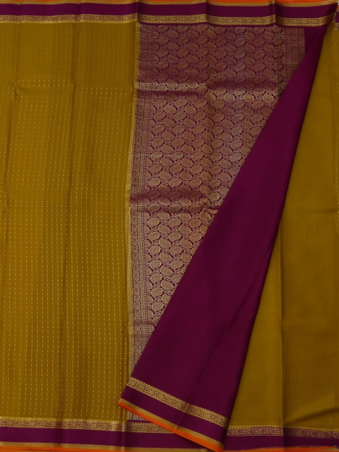Pothys Mustard Checked Pure Crepe Saree