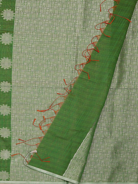 Pothys Green & Silver-Toned Cotton Blend Woven Design Saree
Pothys Green & Silver-Toned Cotton Blend Woven Design Saree