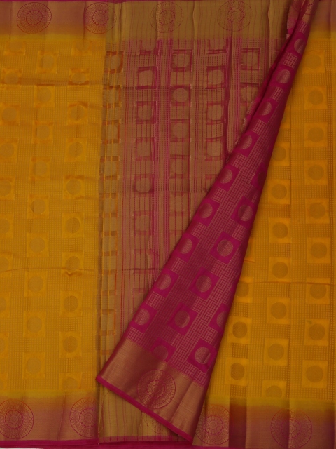 Pothys Yellow & Pink Jute Silk Woven Design Saree