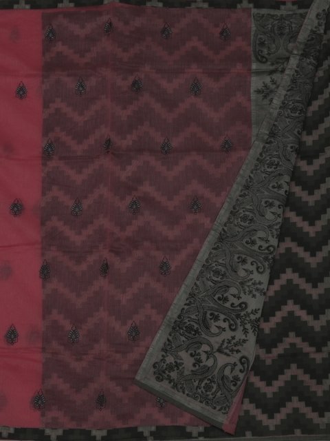 Pothys Pink & Black Supernet Printed Saree