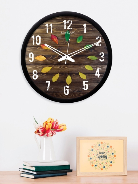RANDOM Brown Round Printed 30.5 cm Analogue Wall Clock
