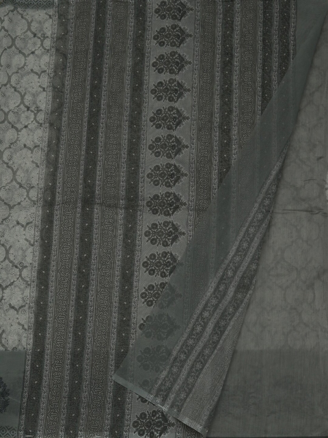 Pothys Grey & White Supernet Printed Saree