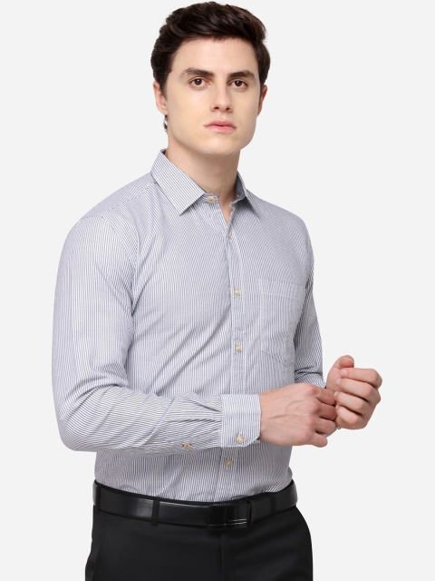 JADE BLUE Men Blue Tailored Fit Striped Formal Shirt