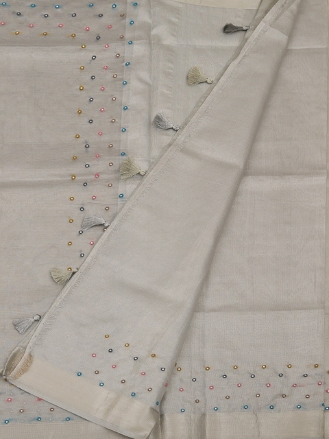 Pothys Grey Woven Design Art Silk Saree