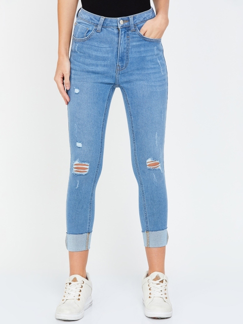 Ginger by Lifestyle Women Blue Skinny Fit Mid-Rise Mildly Distressed Jeans