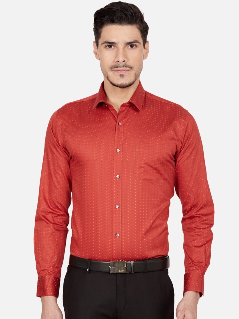 Oxemberg Men Red Slim Fit Solid Formal Shirt