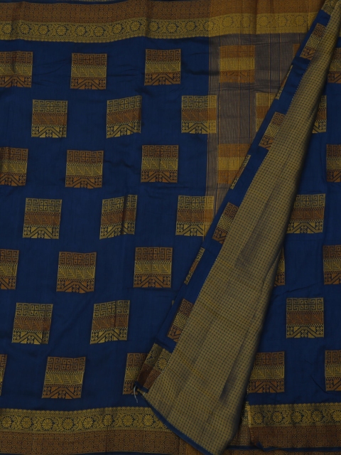 Pothys Navy Blue Woven Design Jute Silk Saree