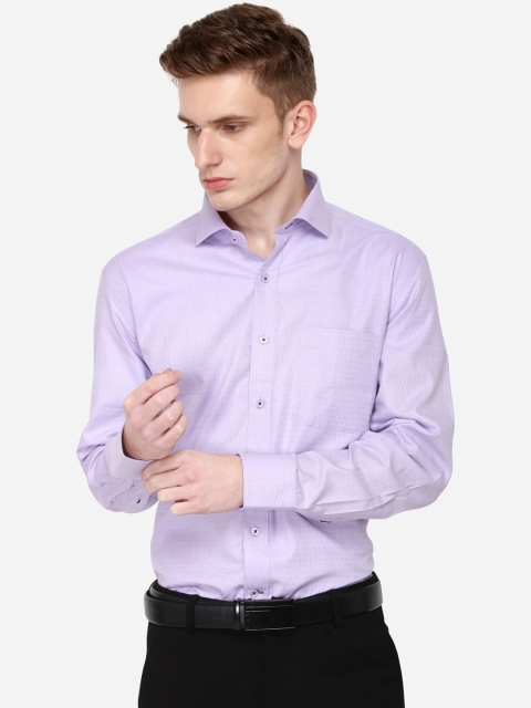 JADE BLUE Men Purple Slim Fit Self Design Formal Shirt