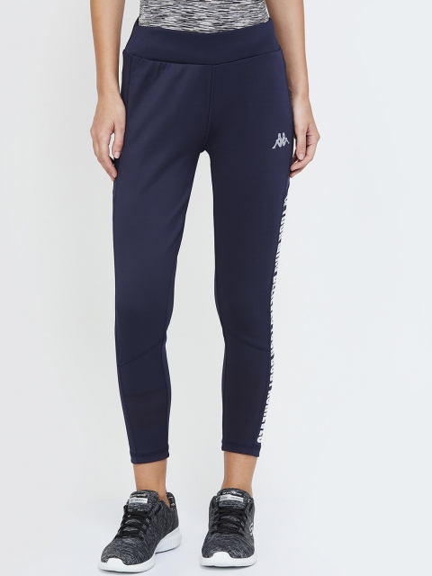 Kappa Women Navy Blue & White Solid Cropped Tights