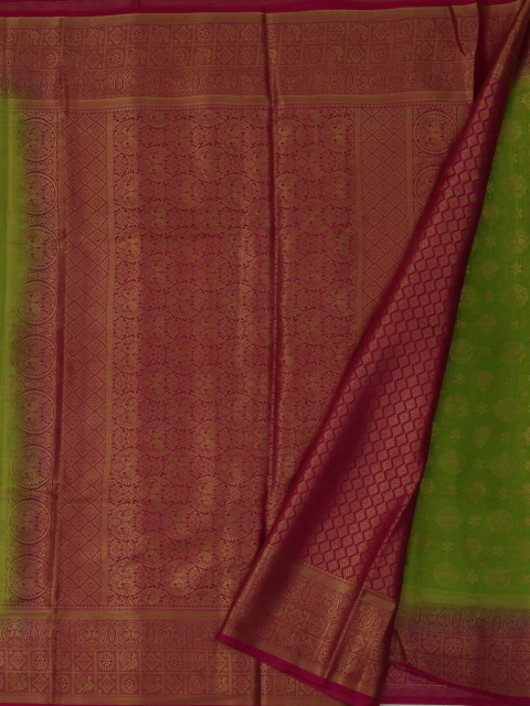 Pothys Green & Magenta Jute Silk Woven Design Saree
