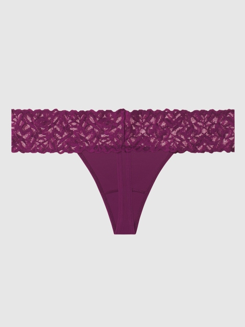 La Senza Women Purple Solid Remix Thongs 11152272-3PTA