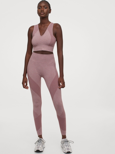 H&M Women Pink Seamless Tights High Waist