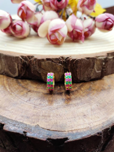 Sia Art Jewellery Multicoloured & Gold-Plated Classic Hoop CZ Studded Earrings, Multi
Sia Art Jewellery Multicoloured & Gold-Plated Classic Hoop CZ Studded Earrings, Multi