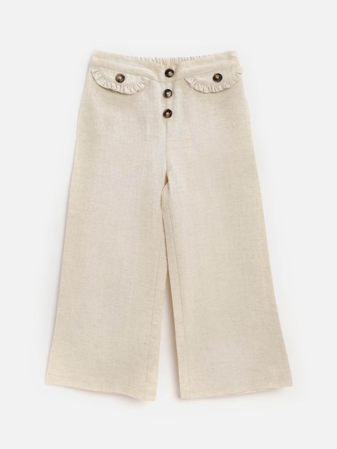 Cherry Crumble Girls Beige Regular Fit Solid Culottes