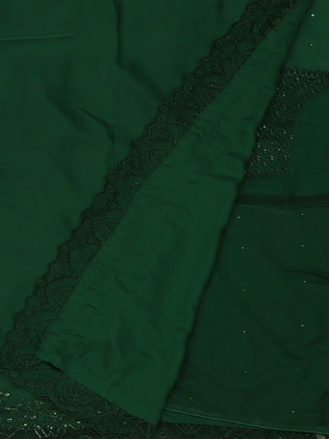 Pothys Green Solid Poly Georgette Saree