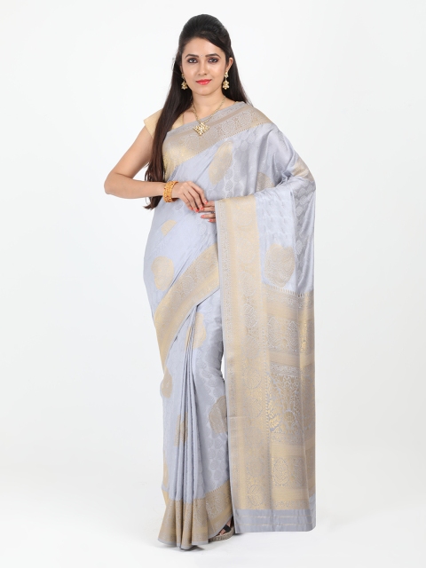 SABOO COLLECTIONS Grey Woven Design Banarasi Saree