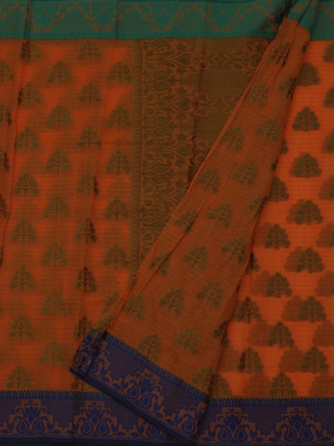 Pothys Rust Cotton Blend Woven Design Chanderi Saree